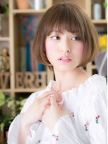 カバーヘア ブリス 大宮西口(COVER HAIR bliss) アッシュブラウン斜めバング韓国風ミニボブh4大宮20代30代40代