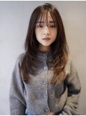 グレージュ韓国ミディアムボブレイヤーウルフボブレイヤーカット