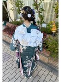 振袖着付けメイクアレンジヘア編み下ろしエクステ