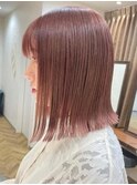 ミディアムヘア斜めバング×ケアブリーチデザインカラー[仙台]