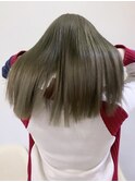 ☆ブリーチなしダブルカラー オリーブ オリーブベージュ ボブ