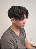 刈り上げセンターパートツイストスパイラルパーマ