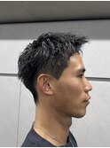 刈り上げアップバングスパイキーショートパーマスパイラルパーマ