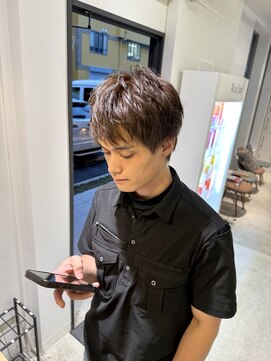 ナチュラルブラウン　メンズ　ショート　スパイキーショート