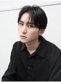 シャドウパーマコンマヘアナチュラルセンターパートツーブロック