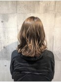 斜めバング/アシンメトリー/伸ばしかけ/大人/小顔/ふわミディ