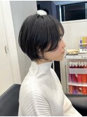 チークバング 小顔 もみれげ ショート 丸み 可愛い 暗髪 艶髪