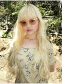 抜きっぱなしブロンドワンレングスブロンドヘアベージュ
