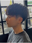 MEN’S HAIR/ブルーブラック/フェザーパーマ/岡山