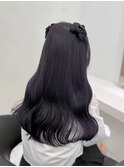 ブリーチなしで叶うダークラベンダー透明感カラー顔まわりカット