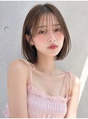 【NOA】透明感ブラウンベージュ×シースルーバング肩上ボブ
