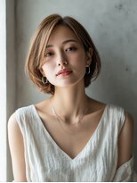 ロッソ 大橋店(Rosso) 長めバングの柔らかブラウンボブ【大橋】