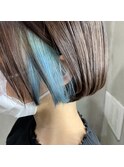 【奈良/韓国スタイル】ボブ×インナーカラーアイスブルー