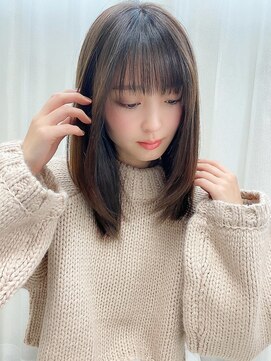 フレーム 博多店(FRAME) 美髪ストレートワンカールサイドバングシースルー前髪