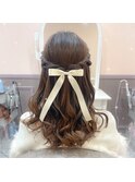 ねじりハーフアップ