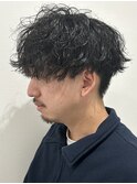 メンズマッシュパーマ波巻スパイラルパーマニュアンスパーマ眉毛
