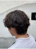 メンズセンターパート襟足あり波巻きスパイラルパーマ茅ヶ崎