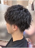 ツイストスパイラルパーマ束感ショートマッシュ縦落ちツイスパ