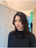 ミディアムレイヤー/レイヤー巻き/顔周りレイヤー