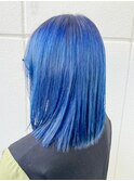 ブリーチオンカラー/ブルー/切りっぱなしBOB