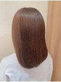 アプリコットオレンジ×小顔外ハネボブ◎似合わせカット