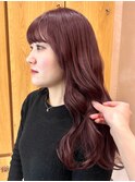 【越後】 ピンクラベンダー ブリーチなし 巻き髪 顔周りカット