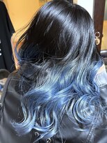 ブレイズヘアー(BLAZEhair) 【超長持ちデザイン】ブルーグラデーションカラー×ブリーチ2回