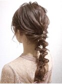逗子葉山ヘアアレンジポニーテール革紐アレンジ編みおろし結婚式