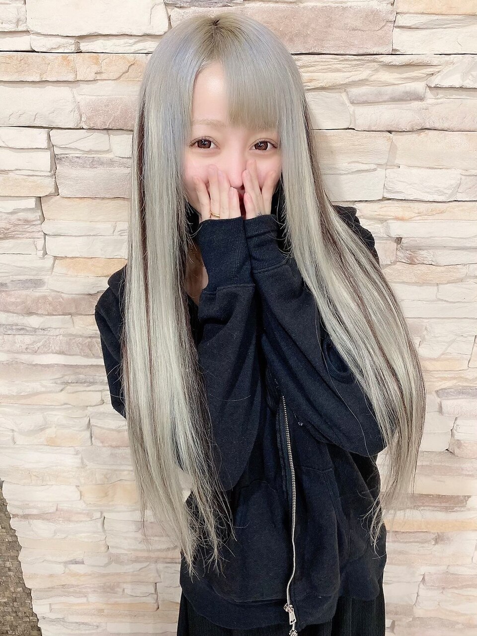 シルバー×ブラック#シールエクステ#ホワイトアッシュ#仙台：L086635298