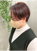前下がりショート、ハンサムショート、ピンクベージュ
