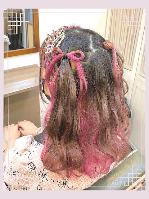 量産型ヘアメ　地雷系ヘアメ　ハーフツイン