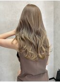 バレイヤージュショコラアッシュハイライトグレージュカラー