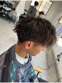 波巻きパーマメンズパーマメンズヘアツーブロックツイストパーマ