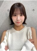 韓国風切りっぱなし小顔ボブ/黒髪地毛風カラー/池袋