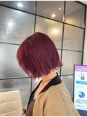 カシス×ミニボブ20代30代40代髪質改善オージュア白髪染め稲毛