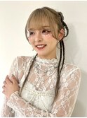 ハイトーン ダブルカラー ヘアアレンジ ブリーチ 前髪カット