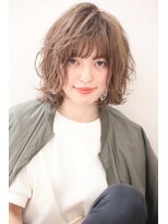 【重山】30,40代くびれセミディ無造作カール3Dカラーボブディ
