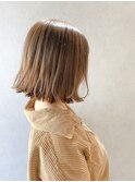 小顔セミウェットウェーブピンクベージュハイライトカラー