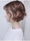 【morio原宿】ショートボブパーマ　緩めパーマ　ゆるふわ　宮本