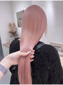 切りっぱなしボブ/エアリーロング/美髪/ピンクブラウン/渋谷