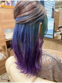 インナーカラーブルーグリーンパープル
