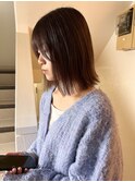 大平/切りっぱなしボブミディアムストレートラベンダーベージュ