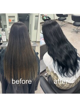ガルボヘアー 桟橋店(garbo hair) ブルーブラック グラデーション ツヤ感