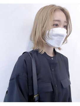 モアナ バイ ヘッドライト うるま店(Moana by HEADLIGHT) Moana【うるま】#レイヤーボブ#ブロンド#結べるボブ#ベージュ