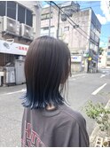 裾カラーブルー 切りっぱなしセミ
