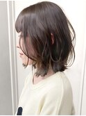 ブリーチなし切りっぱなしボブミディアムレイヤーボブ夏カラー