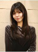 透明感チョコレートブラウンロングレイヤー大人美人20代30代