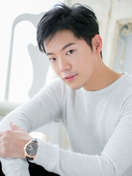 大波純一美容室パーティハン 社会人刈り上げ七三分け爽やか黒髪ベリーショートa小山20代30代