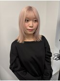 小顔似合わせカットくびレイヤー大人可愛いピンクカラー