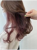 韓国風インナーカラー/イヤリングカラー×ラズベリーピンク